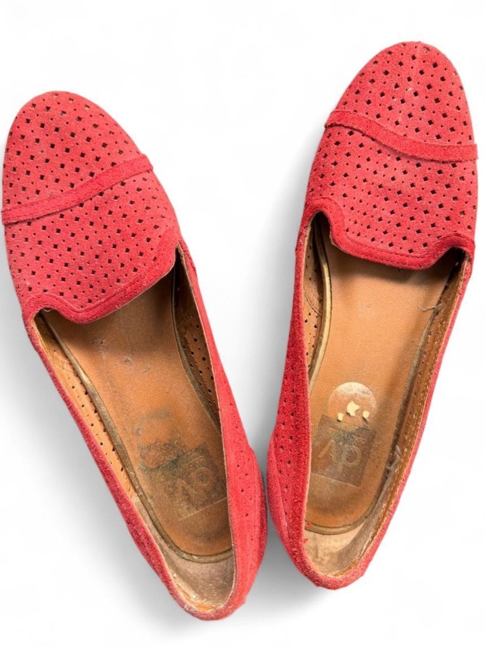 Dolce Vita Red Perforated Suede Loafers